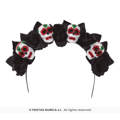 Diadema esqueleto catrina con flores